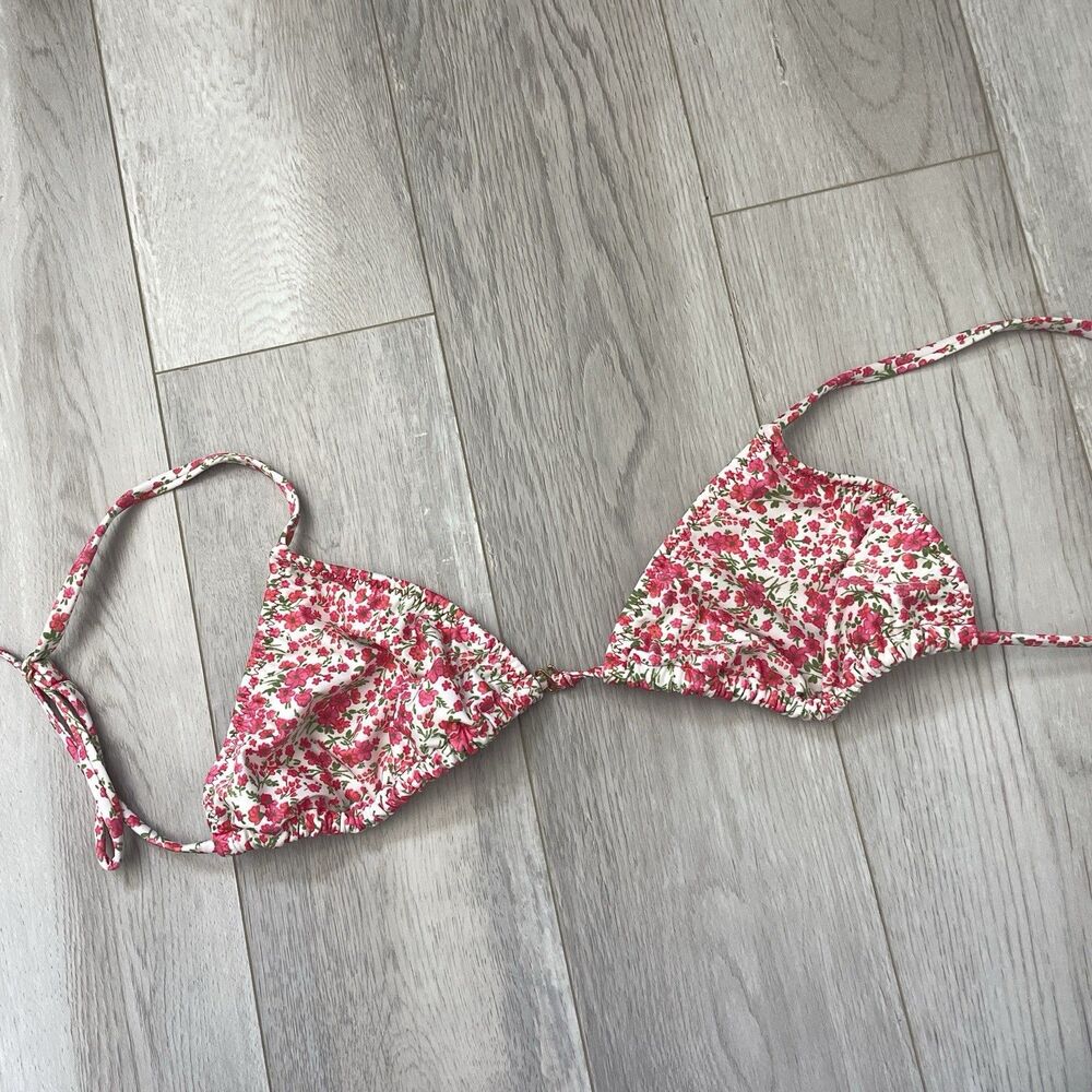 Heavy Manners Bikini Top floral triangle womens Pink (large) swim beach feminine
